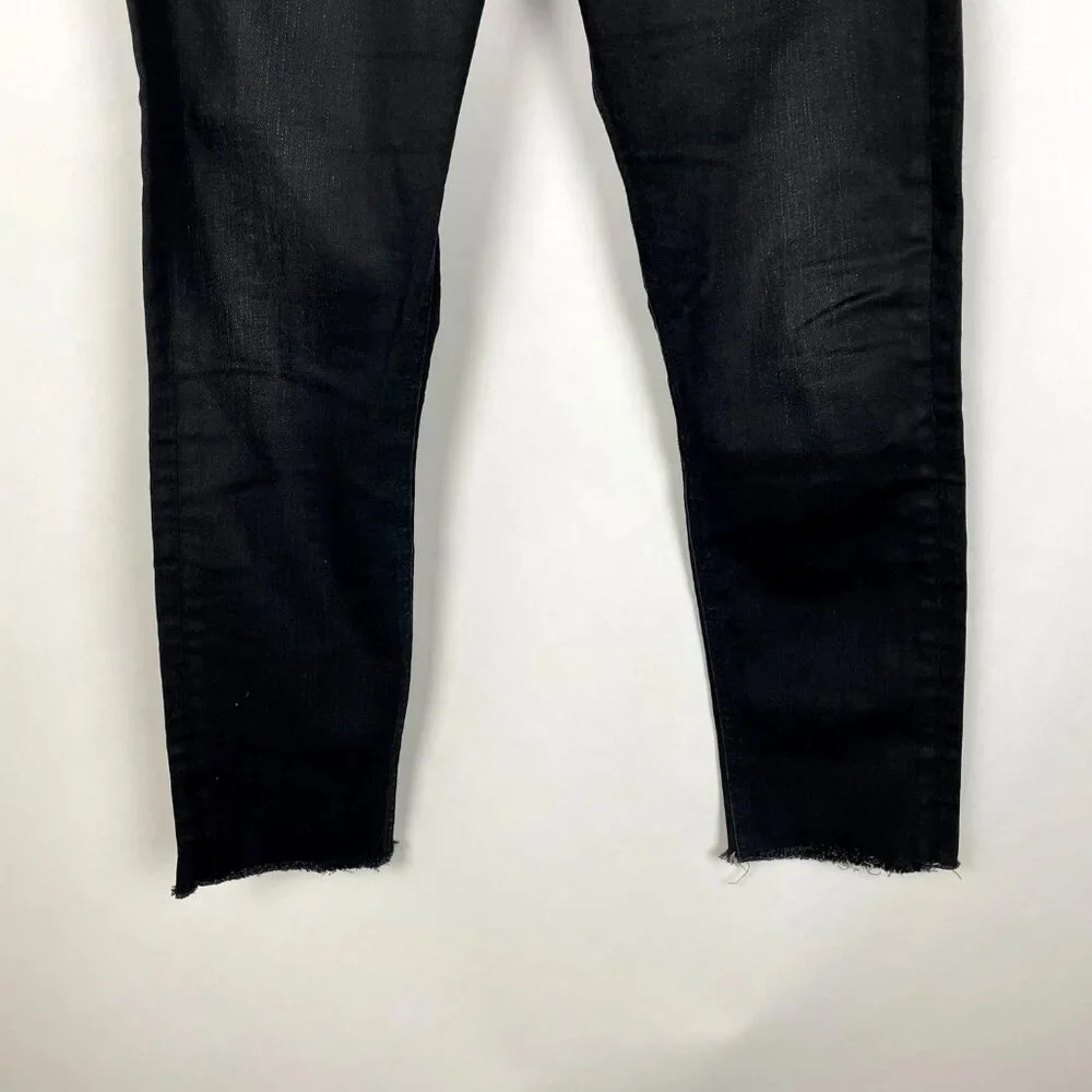 rag & bone High Rise Cropped Slim Leg Jeans Raw Hem Black 26 #0193